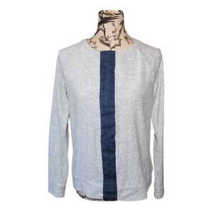 Lou & Grey Women's Sweatshirt Top Gray Denim Stripe Soft Long Sleeve Size XS